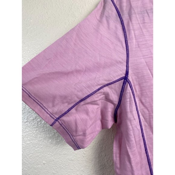 Wilss Merino Wool Womens Baselayer Top size XL Pink Short Sleeves V-Neck Outdoor - Picture 10 of 12